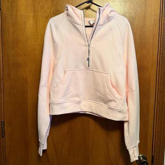 lululemon athletica Tops - NWT Lululemon Pink Scuba Quarter Zip Hooded Sweatshirt M/L Strawberry Milkshake